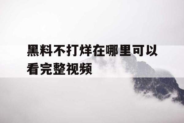 黑料不打烊在哪里可以看完整视频
