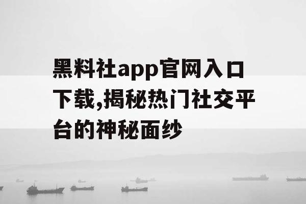 黑料社app官网入口下载,揭秘热门社交平台的神秘面纱