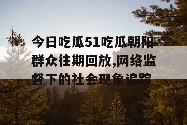 今日吃瓜51吃瓜朝阳群众往期回放,网络监督下的社会现象追踪