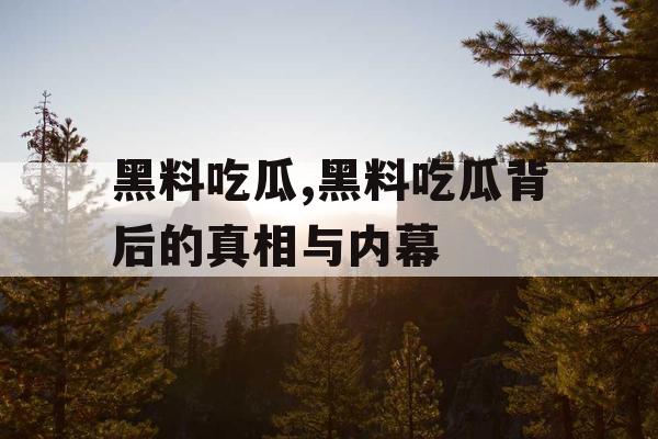 黑料吃瓜,黑料吃瓜背后的真相与内幕