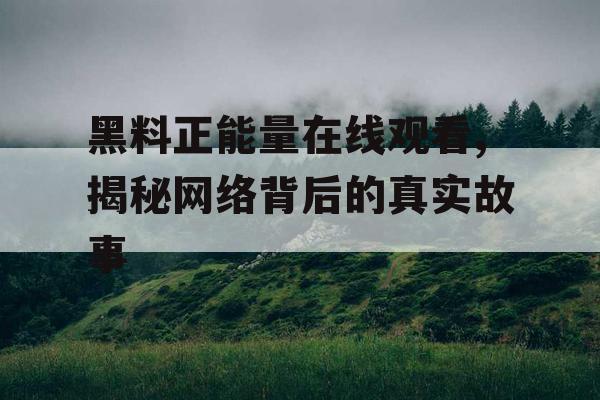 黑料正能量在线观看,揭秘网络背后的真实故事