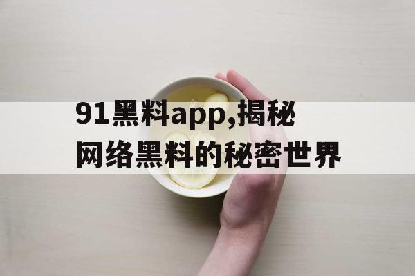 91黑料app,揭秘网络黑料的秘密世界