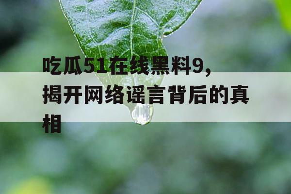 吃瓜51在线黑料9,揭开网络谣言背后的真相