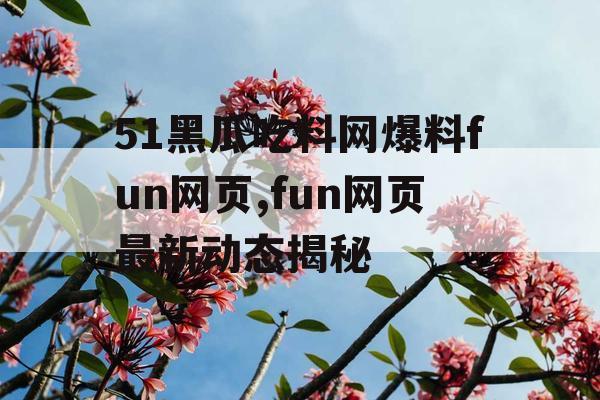 51黑瓜吃料网爆料fun网页,fun网页最新动态揭秘