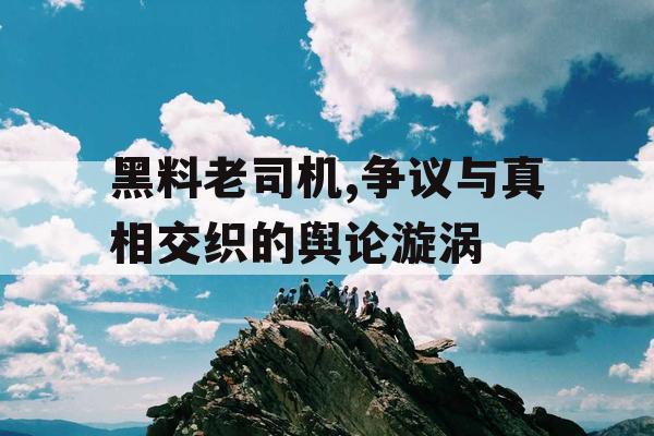 黑料老司机,争议与真相交织的舆论漩涡