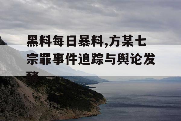 黑料每日暴料,方某七宗罪事件追踪与舆论发酵