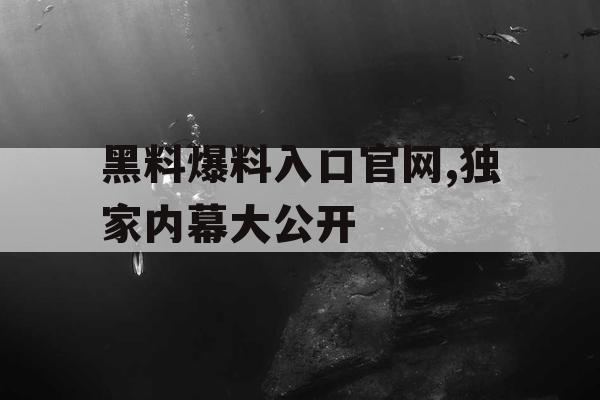 黑料爆料入口官网,独家内幕大公开