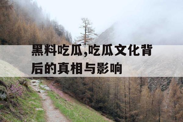 黑料吃瓜,吃瓜文化背后的真相与影响