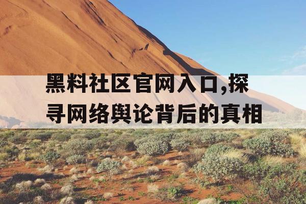 黑料社区官网入口,探寻网络舆论背后的真相