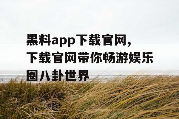 黑料app下载官网,下载官网带你畅游娱乐圈八卦世界