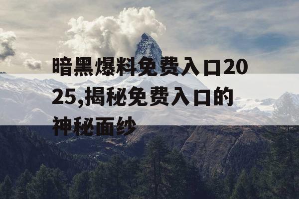 暗黑爆料免费入口2025,揭秘免费入口的神秘面纱