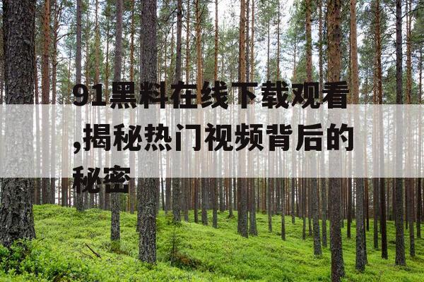 91黑料在线下载观看,揭秘热门视频背后的秘密