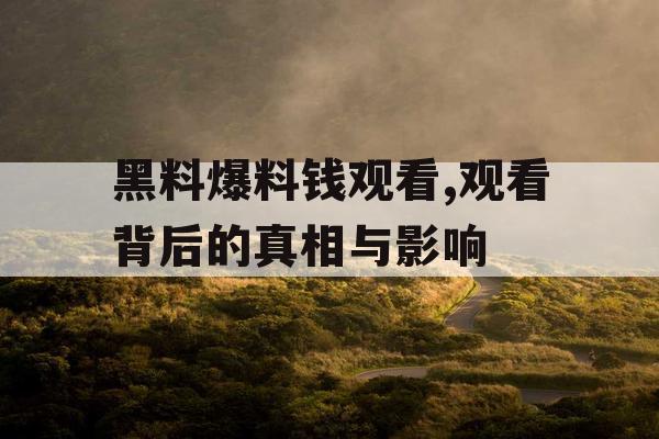 黑料爆料钱观看,观看背后的真相与影响