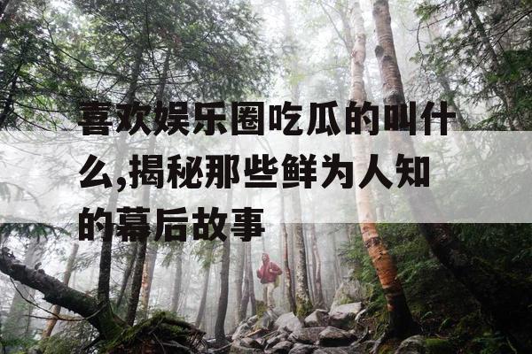 喜欢娱乐圈吃瓜的叫什么,揭秘那些鲜为人知的幕后故事
