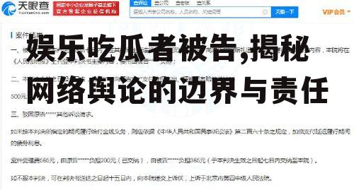 娱乐吃瓜者被告,揭秘网络舆论的边界与责任