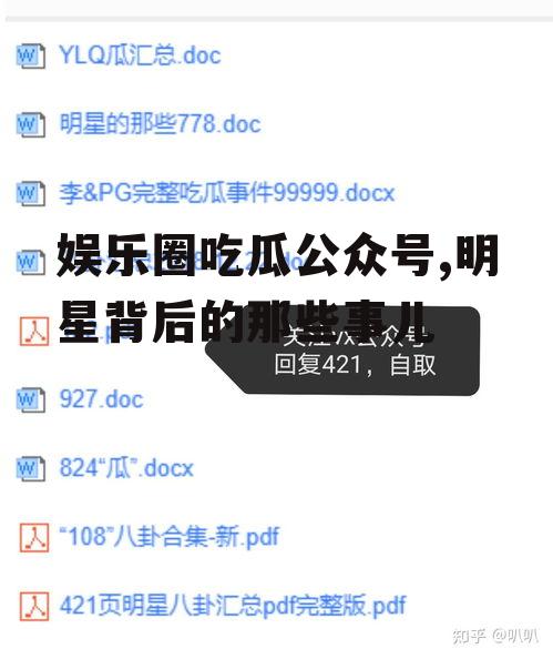 娱乐圈吃瓜公众号,明星背后的那些事儿